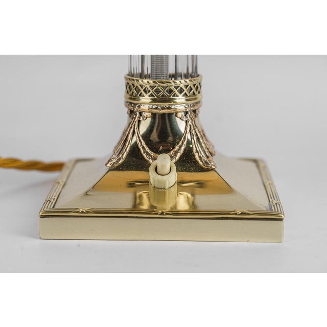 Art Noveau Table Lamp with Fabric Shade, Vienna, Austria, 1910s For Sale - Image 10 of 15