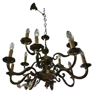 Art Deco Style Brass Chandelier, 1970s For Sale