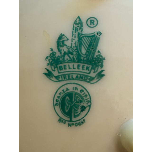 1970s Belleek Sugar Bowl and Floral Style Underplate For Sale - Image 10 of 10