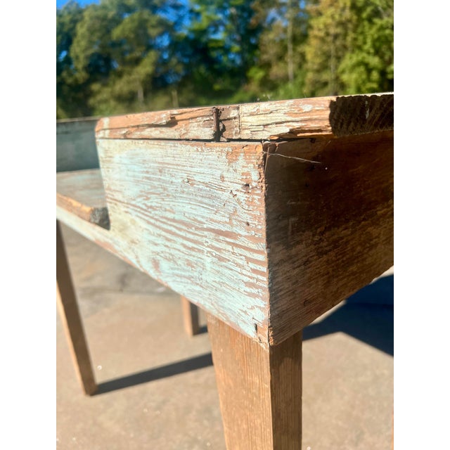 Wood Early 20th Century Dough Trough Farmhouse Table Oak/Pine Primitive Naive Rare Rustic For Sale - Image 7 of 11