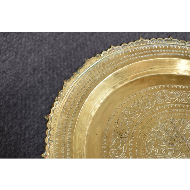 Brass C.1950 Asian Brass Tray Table With Folding Spider Table For Sale - Image 8 of 13