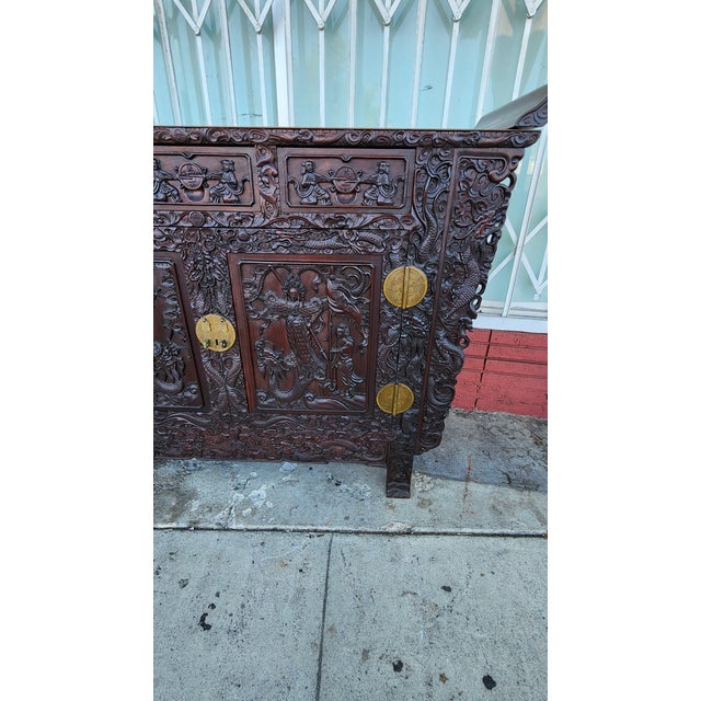 1930s Antique Head Carved Wood Cabinet For Sale - Image 5 of 12