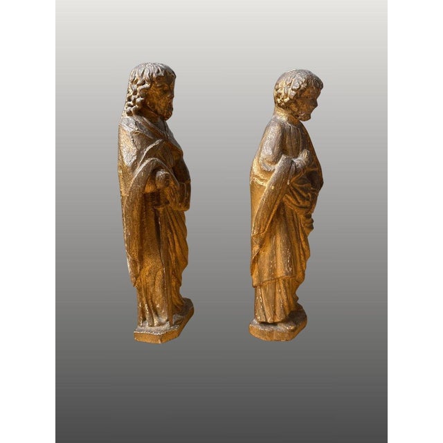 17th Century Saint Peter and Saint Paul, 17th-century gilt stucco wood sculpture For Sale - Image 5 of 5