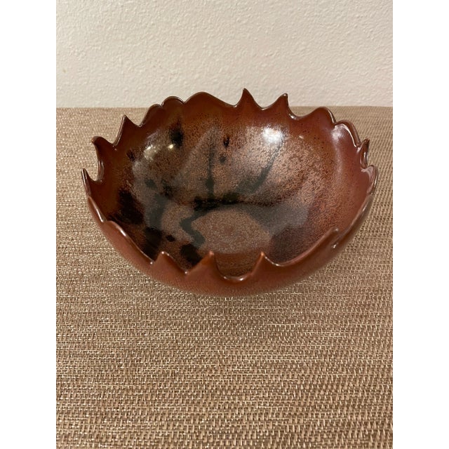 Mid Century Modern Vintage Signed Studio Glazed Pottery Bowl For Sale - Image 4 of 12