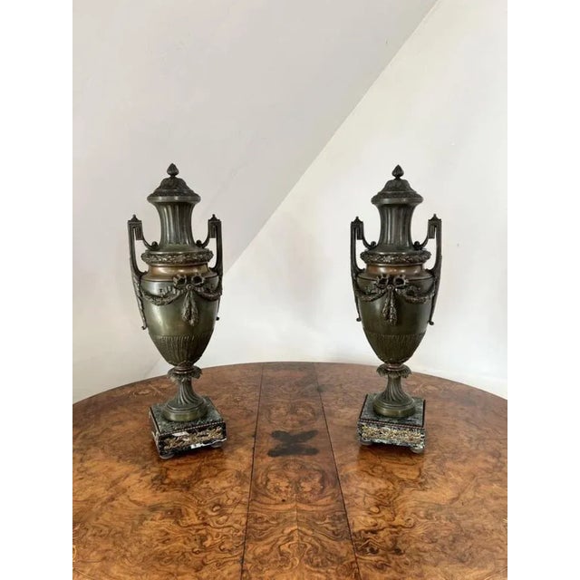 Large Antique Victorian Bronze Urns, 1860, Set of 2 For Sale - Image 4 of 6