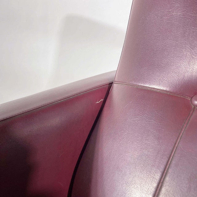 1950s Rockabilly Burgundy Faux Leather Swivel Lounge Chair, 1950s For Sale - Image 5 of 9