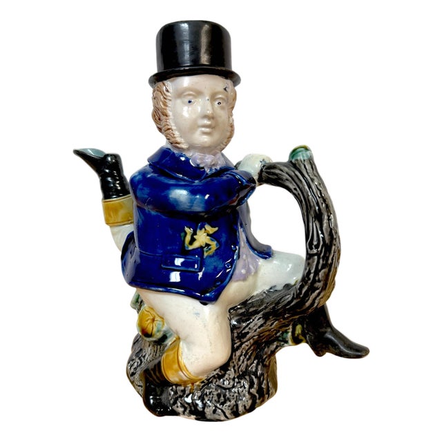 Victorian Majolica “Three-Legged Gentleman” Teapot, William Brownfield & Sons For Sale
