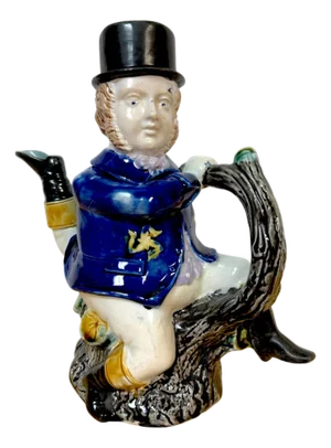 Victorian Majolica “Three-Legged Gentleman” Teapot, William Brownfield & Sons