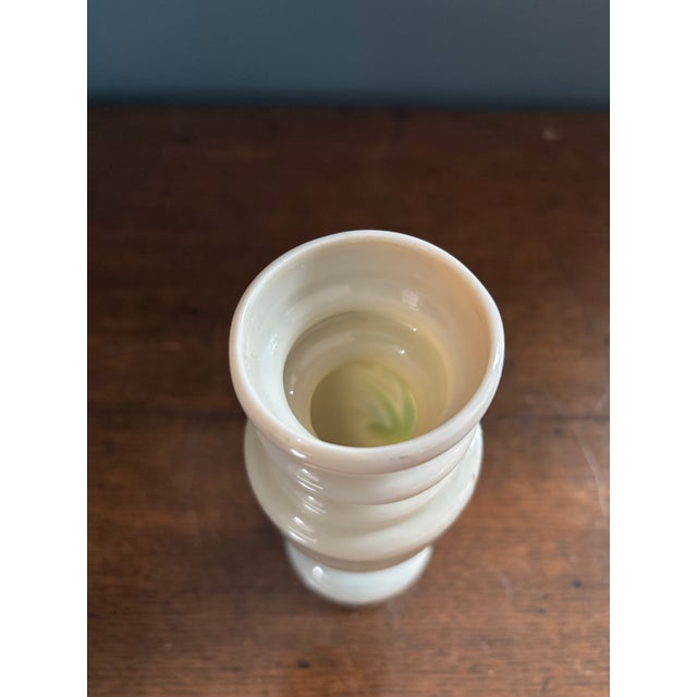 Glass Antique Victorian Bristol Opaline Vase With Hand Painted Heron 7” For Sale - Image 7 of 7