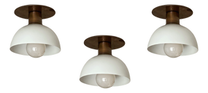 Kitchen Spotlights with White Shades and Brass Fittings, Set of 3