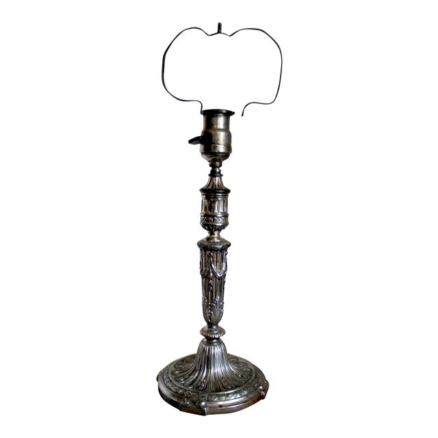 Victor Saglier and Freres Silver Plate Lamp For Sale