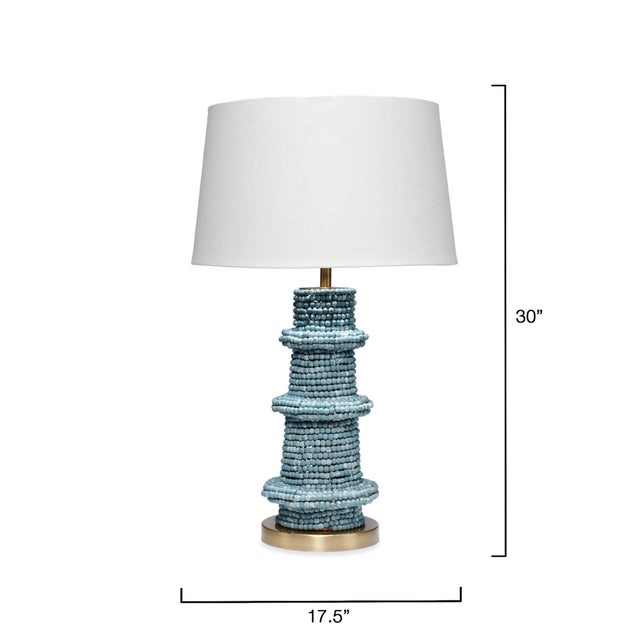 Contemporary Jamie Young Rowan Table Lamp in Blue Wood Beads For Sale - Image 3 of 6