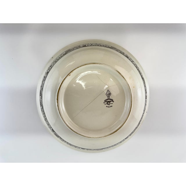 Antique 1880 Wedgwood & Co. Beatrice Brown Transferware Large Serving Bowl For Sale - Image 10 of 11