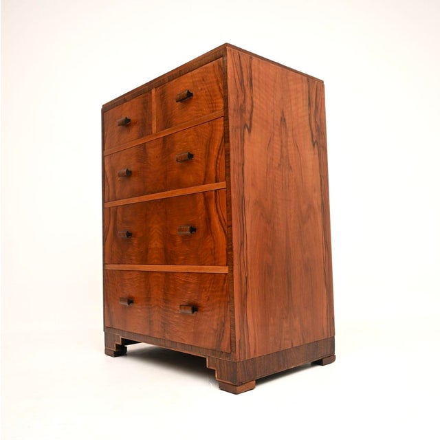 Art Deco Figured Walnut Chest of Drawers from Heals, 1930 For Sale - Image 6 of 11