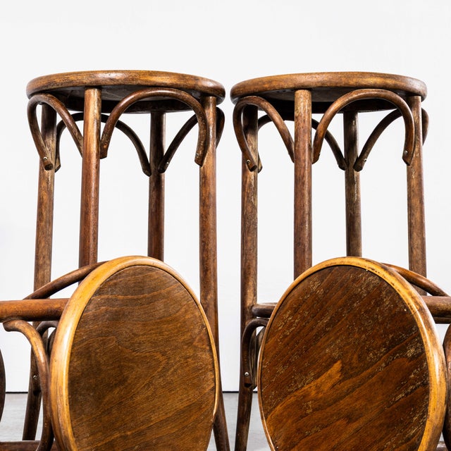 1950s Large French Flat Seat Bentwood Bar Stool, 1950s For Sale - Image 5 of 11