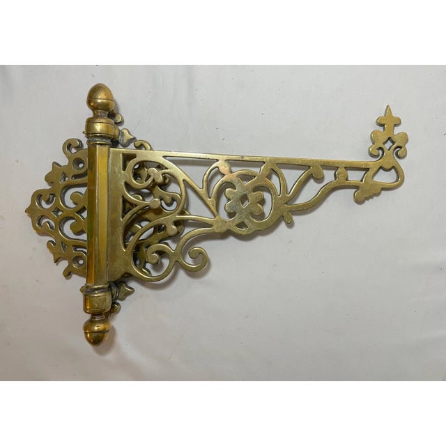 Large Antique 18th Century Handmade Brass Pivoting Wall Mount Hat Coat Rack Hook For Sale - Image 4 of 12