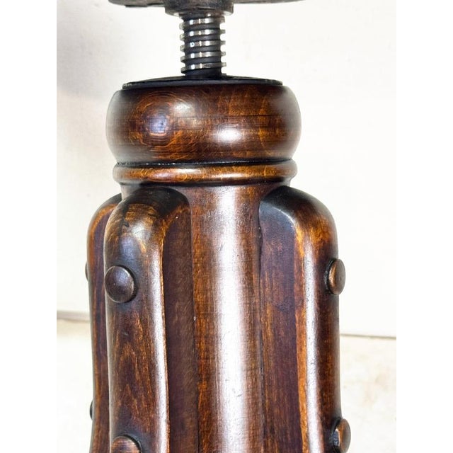 1920s Art Deco Adjustable Piano Stool from Fischel, Former Czechoslovakia, 1920s For Sale - Image 5 of 10