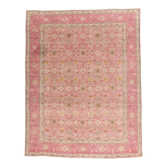 Vintage Pink Persian Tabriz Rug - 09'09 X 12'07 For Sale