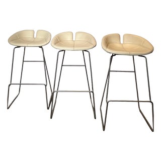 Bar Stool in Cream Leather from Moroso For Sale