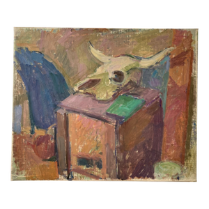 1980s Kaspar Ilg Cow Skull Still Life