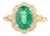 Estate 1.69 Ct Emerald & Diamond Halo 14k Yellow Gold Cocktail Ring Size 6.5 For Sale