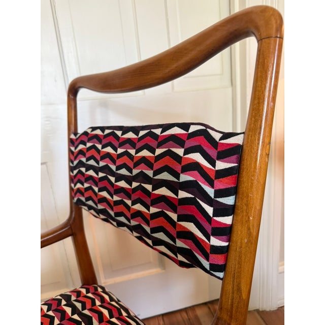 Chestnut MCM Wood Frame Danish Armchair With New Maharam Sculpted Velvet Upholstery Imo John Van Koert For Sale - Image 8 of 10