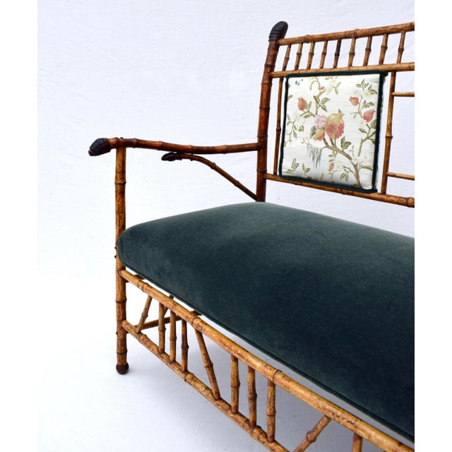 19th Century Aesthetic Movement Tortoise Bamboo Settee For Sale - Image 10 of 12