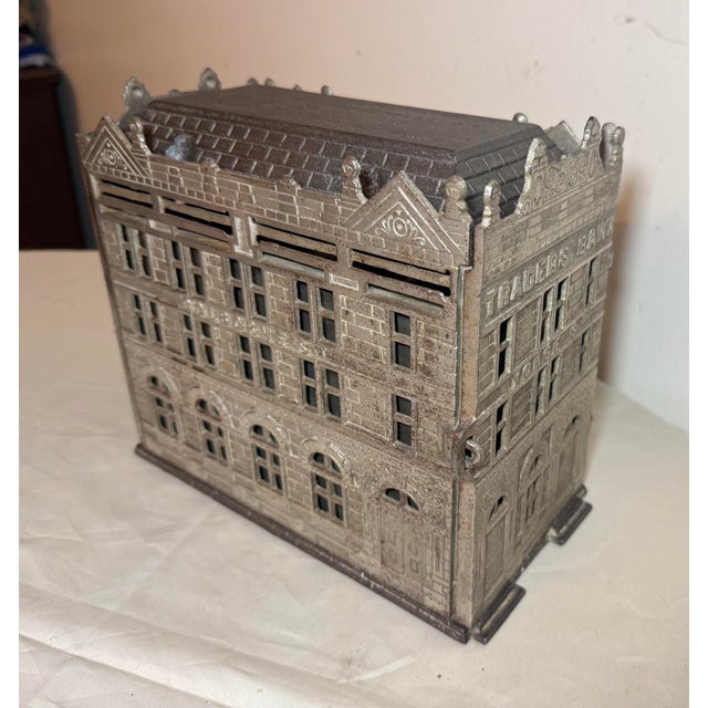 Figurative Rare Complete Big Antique Jarvis 1891 Traders Bank Toronto Cast Iron Still Bank For Sale - Image 3 of 18
