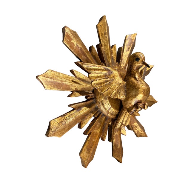 1980s European Wooden Dove Sunburst the Holy Spirit 9.25" Diameter For Sale - Image 5 of 8