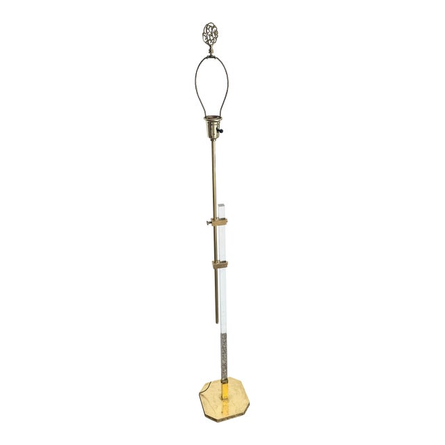 Regency Lucite and Gold Floor Lamp For Sale