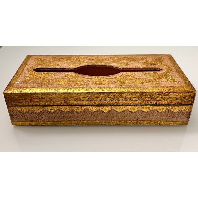 Hollywood Regency Florentine Gilt Wood Tissue Box For Sale - Image 3 of 8