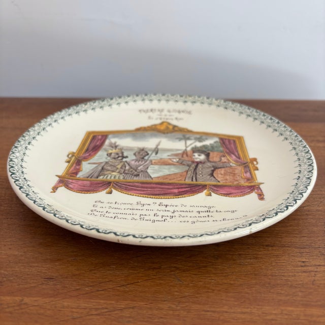 Figurative 1800s French Faience Theatre Plate For Sale - Image 3 of 5