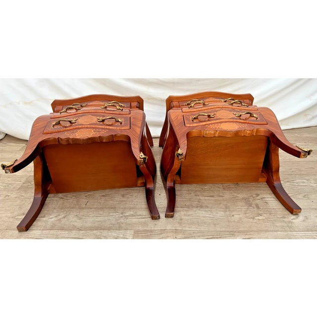 Vintage Italian Baroque Style Bombé Nightstands, Petite Commodes by Marconi Arte, Pair For Sale - Image 12 of 13