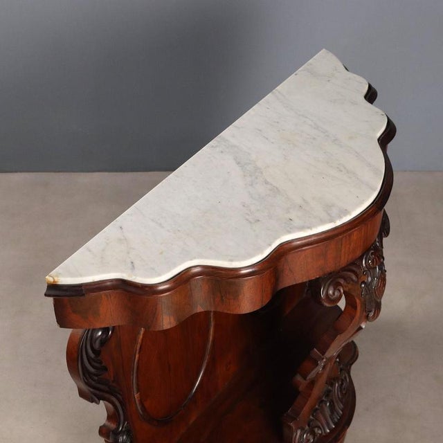 Antique Louis Philippe Console in Violet Wood and Marble, 19th Century For Sale - Image 9 of 11