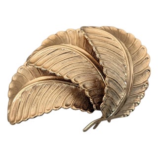 Vintage 1960s Signed Napier Goldtone Leaves Brooch For Sale