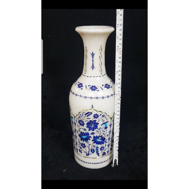 2010s Marble Inlay Lapis Lazuli Vase For Sale - Image 5 of 6