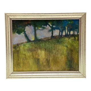 Small Impressionist Landscape Painting Connecticut River Bank by Nissan Gallant 1983 For Sale