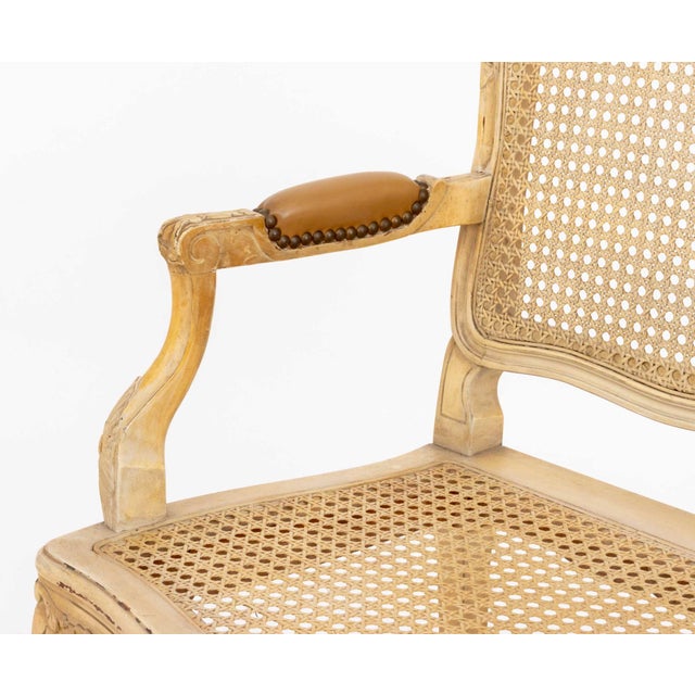 Set of Four Louis XV Style Cane-Paneled Arm Chairs For Sale - Image 14 of 14