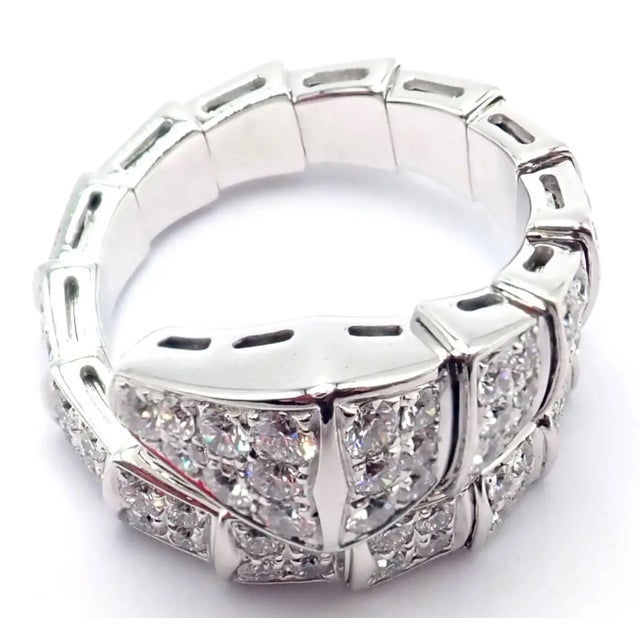 Bulgari Bulgari Serpenti Viper White Gold Diamond Band Ring, Size 6.5 For Sale - Image 4 of 10