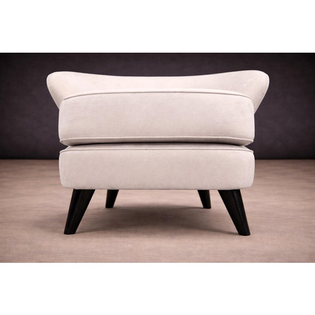 Mid-Century Modern Pair of “Concha” Armchairs in Grey Ultra Suede, Joaquim Tenreiro, 1960s - Lot 215A For Sale - Image 3 of 12