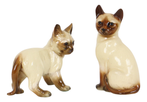 Siamese Cat Figurines in Glazed Ceramic, Japan, 1950s, Set of 2
