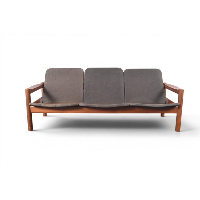 Wood Mid 20th Century Attributed to Domino Møbler Danish Teak Three Seat Sofa For Sale - Image 7 of 18