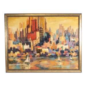 Oil on Board Cityscape Painting by Sandro Von Lorsch