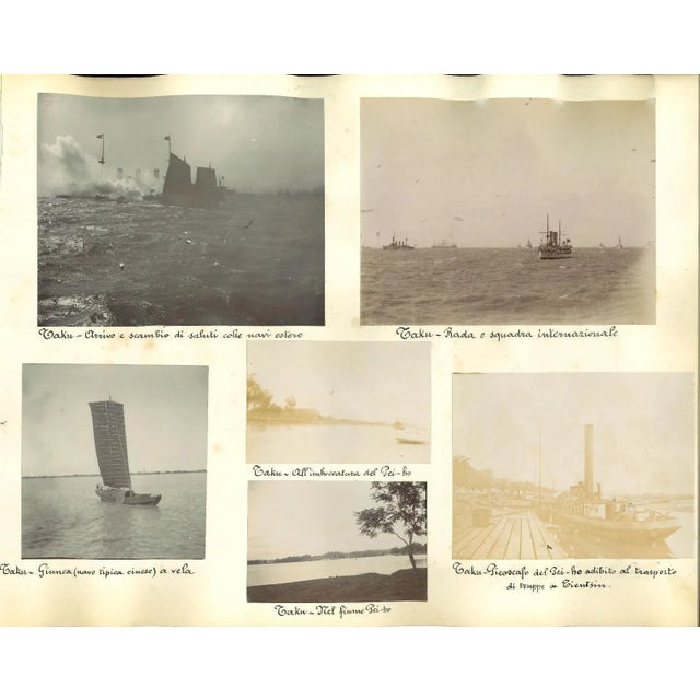 Ancient Views of Pei-ho River is a set of ten original vintage Albumen prints on single cardboard: 26 x 34 cm. Four same...