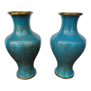 Pair of Antique Meiji Japanese Cloisonné Enamel Vases