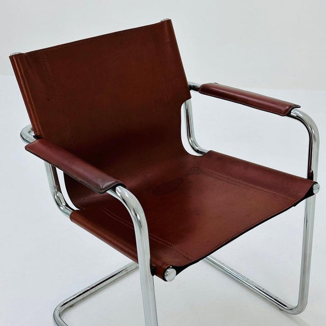 Bauhaus Visitor Chair in Congac Leather by Marcel Breuer, 1980s For Sale - Image 9 of 11