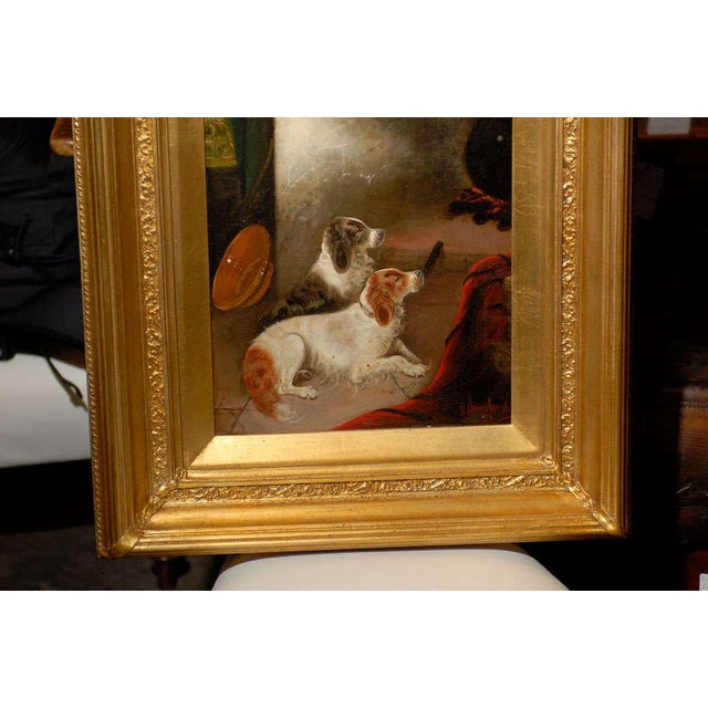 19th Century Oil Painting of Reclining Spaniels in Interior Signed by Armfield For Sale - Image 4 of 7