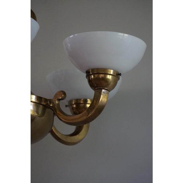 Danish Modern Art Deco Chandelier in Glass & Brass, 1940s For Sale - Image 11 of 18