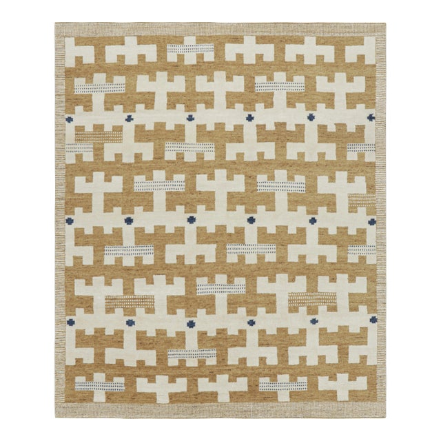 Rug & Kilim’s Scandinavian Style Rug in Beige-Brown and White Geometric Patterns - 6x9 For Sale