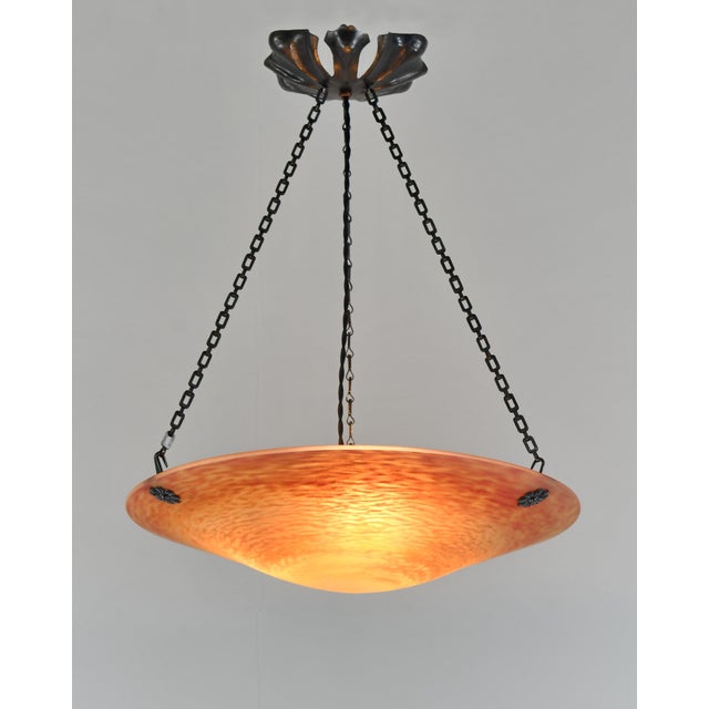 Daum French Art Deco Pendant Light by Daum & Majorelle - 1925 Chandelier France For Sale - Image 4 of 11